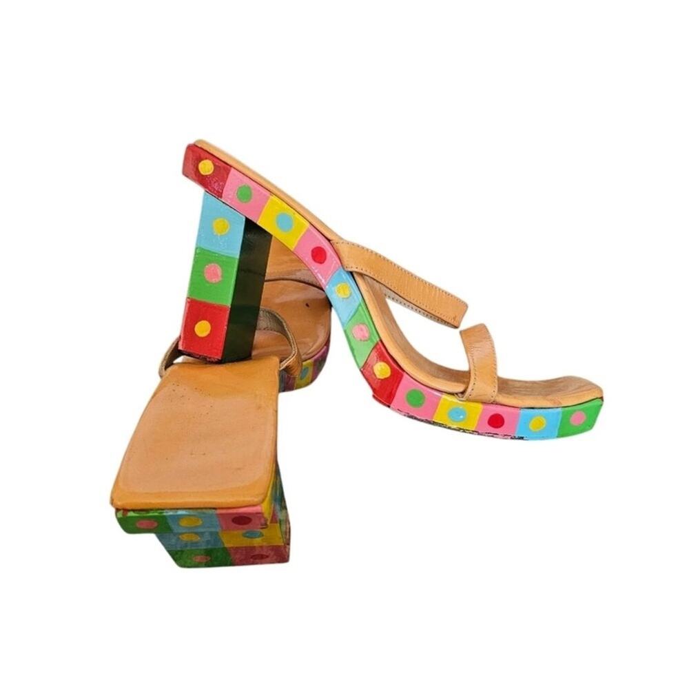 FENDI 90s Colorful rainbow Women's Block Heel Sandals 8.5 - Picture 6 of 12
